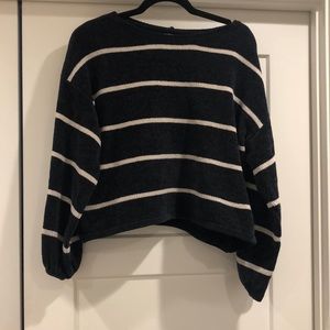 Navy and white striped sweater